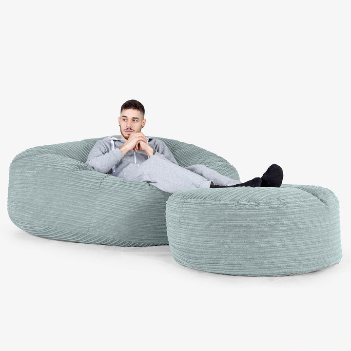 Canapé Pouf Géant Grande Mammouth - Côtelé Vert Menthe 02