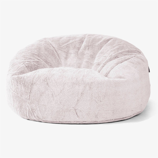 Canapé Pouf Géant Mammouth - Fausse Fourrure Lapin Rose Pastel 01