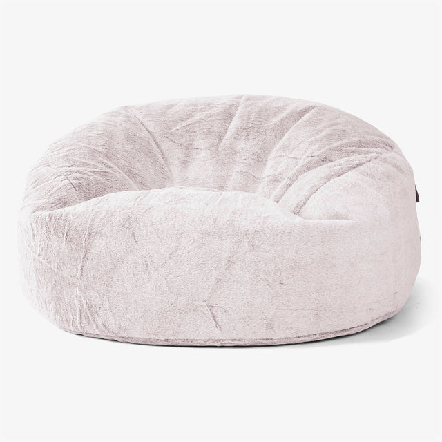 Canapé Pouf Géant Mammouth - Fausse Fourrure Lapin Rose Pastel 01