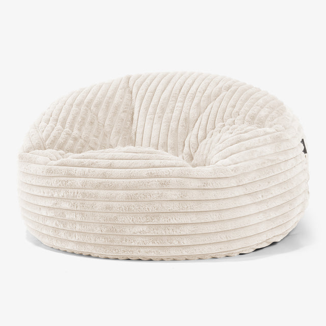 Canapé Pouf Géant Mammouth - Velours Côtelé Ultra Pelucheux Crème 01