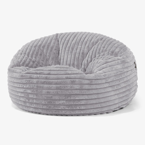 Canapé Pouf Géant Mammouth - Velours Côtelé Ultra Pelucheux Gris 01