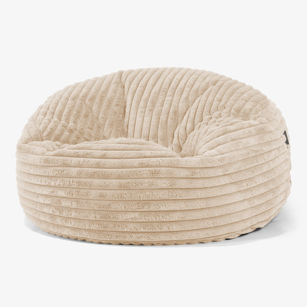 Canapé Pouf Géant Mammouth - Velours Côtelé Ultra Pelucheux Pêche 01