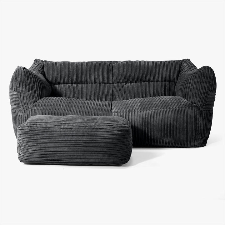 Canapé Pouf Victor - Côtelé Noir 02