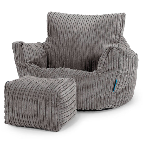 Fauteuil Pouf Bambin 1-3 ans - Côtelé Anthracite 02