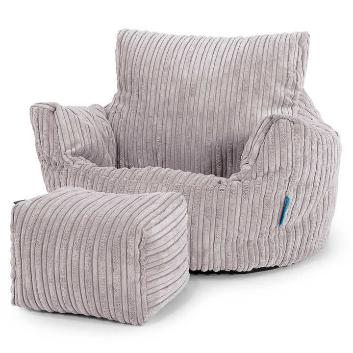 Fauteuil Pouf Bambin 1-3 ans - Côtelé Gris Argent 02