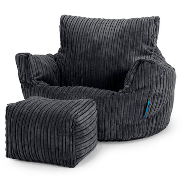 Fauteuil Pouf Bambin 1-3 ans - Côtelé Noir 02