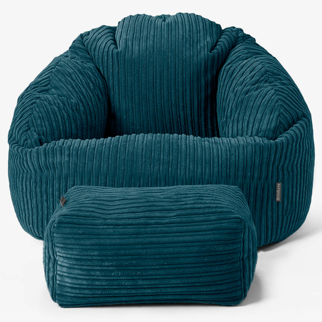 Pouf Chaise Bubble - Côtelé Bleu Canard 02