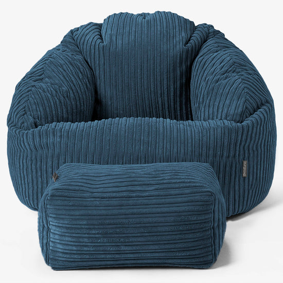 Pouf Chaise Bubble - Côtelé Bleu Marine 02