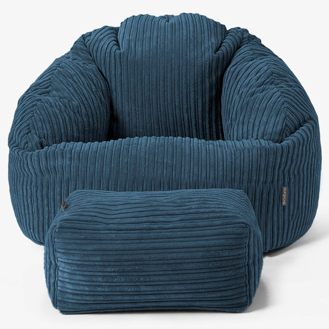 Pouf Chaise Bubble - Côtelé Bleu Marine 02