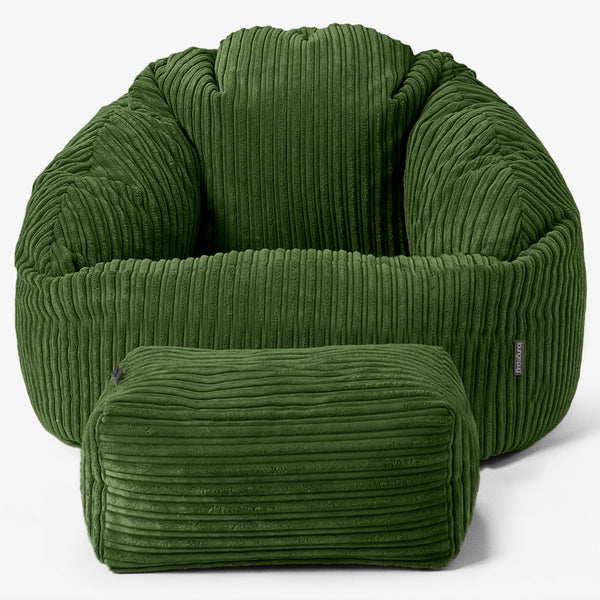 Pouf Chaise Bubble - Côtelé Vert Forêt 01