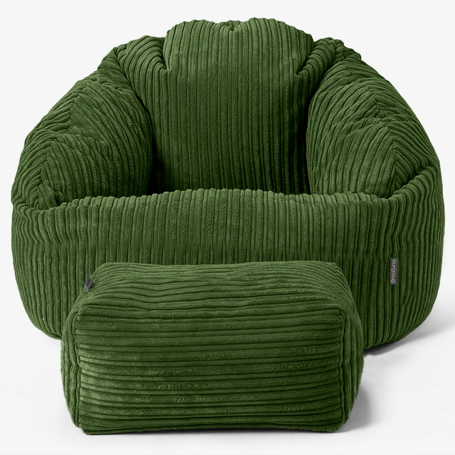 Pouf Chaise Bubble - Côtelé Vert Forêt 02
