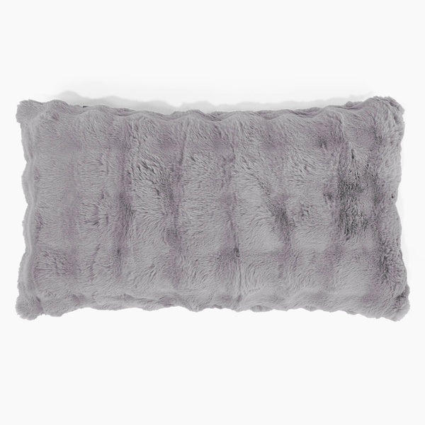 Housse de Coussin Rectangulaire Géant 40 x 70cm - Fausse Fourrure à Bulles Gris 01