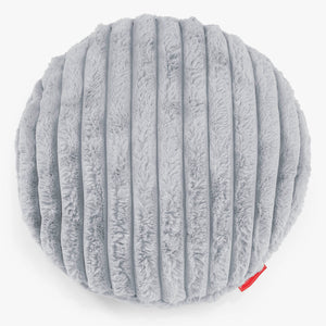 Housse de Coussin Rond 50cm - Velours Côtelé Ultra Pelucheux Bleu Dragé