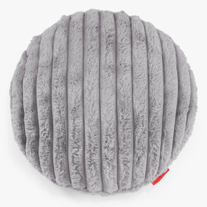 Housse de Coussin Rond 50cm - Velours Côtelé Ultra Pelucheux Gris