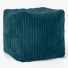 Pouf Repose-pieds Cube - Côtelé Bleu Canard 01