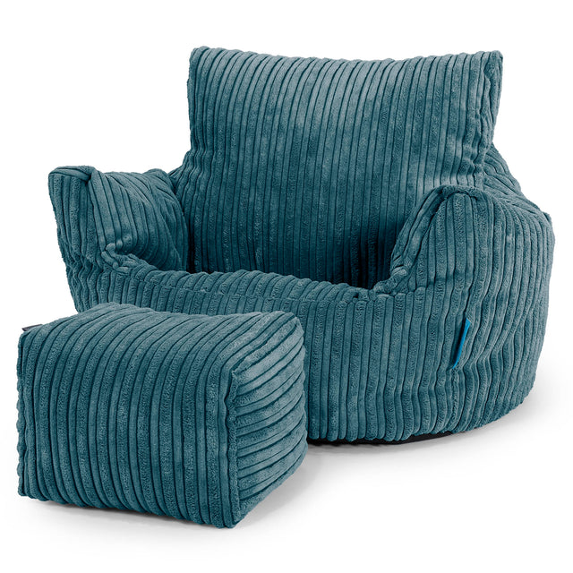 Fauteuil Pouf Bambin 1-3 ans - Côtelé Bleu Canard 02