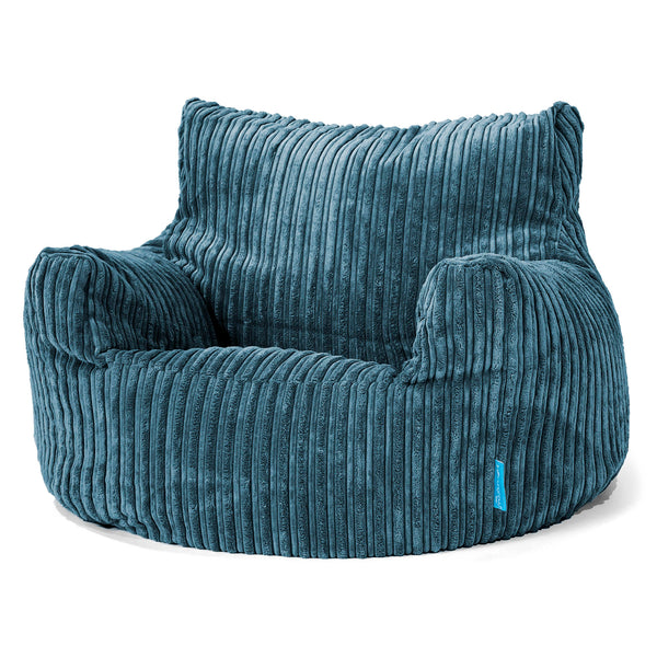 Fauteuil Pouf Enfant 3-8 ans - Côtelé Bleu Marine 01