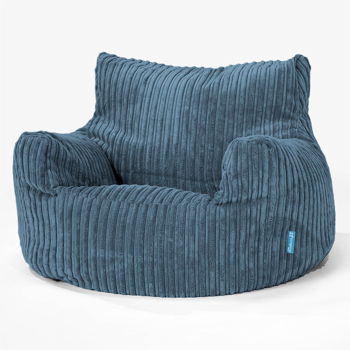 Fauteuil Pouf Enfant 3-8 ans - Côtelé Bleu Marine 01