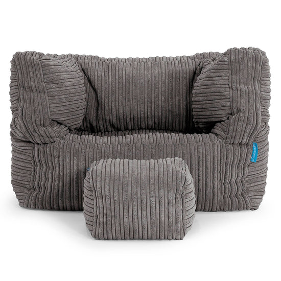 Fauteuil Pouf Albert pour Enfant 1-5 ans - Côtelé Anthracite 03