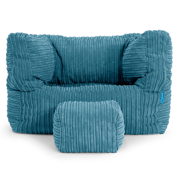 Fauteuil Pouf Albert pour Enfant 1-5 ans - Côtelé Mer Égée 03