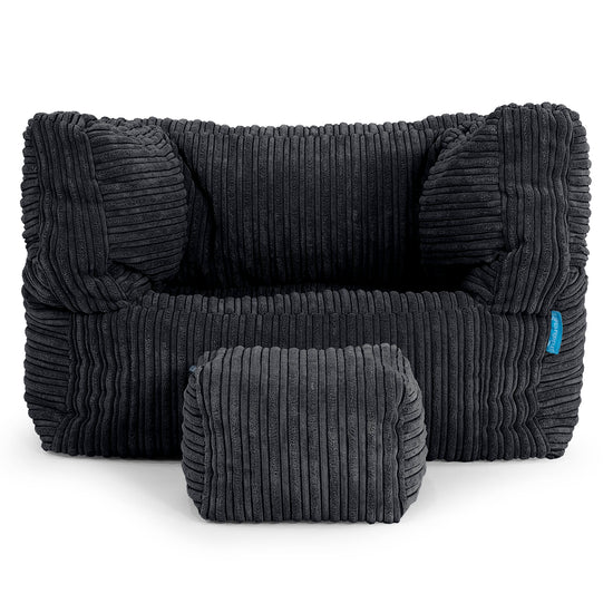 Fauteuil Pouf Albert pour Enfant 1-5 ans - Côtelé Noir 03