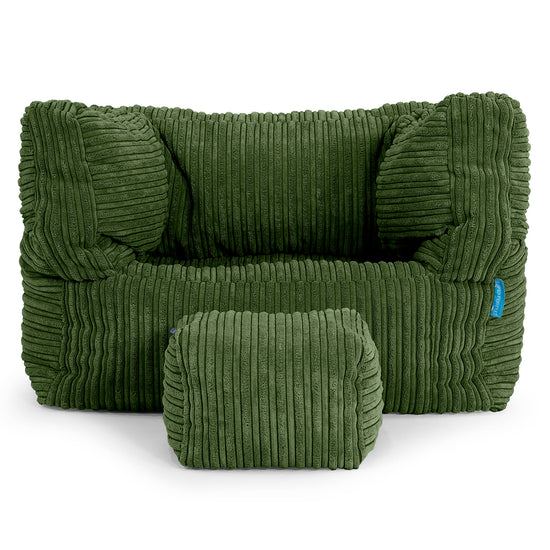 Fauteuil Pouf Albert pour Enfant 1-5 ans - Côtelé Vert Forêt 03