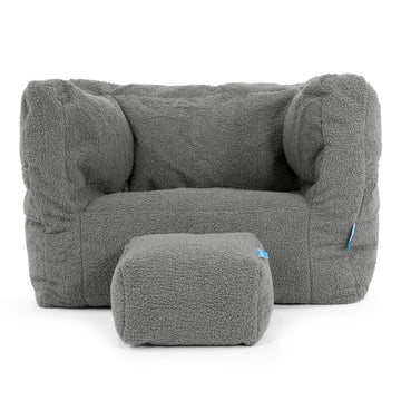 Fauteuil Pouf Albert pour Enfant 1-5 ans - Bouclé Gris 03