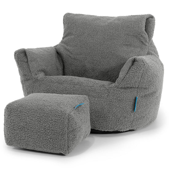 Fauteuil Pouf Bambin 1-3 ans - Bouclé Gris 02