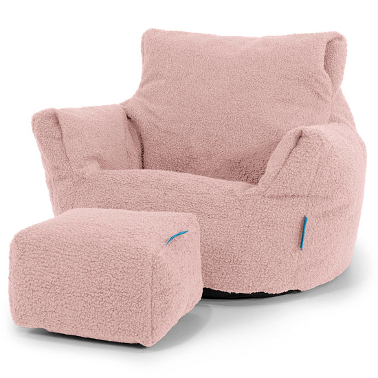 Fauteuil Pouf Bambin 1-3 ans - Bouclé Rose 02