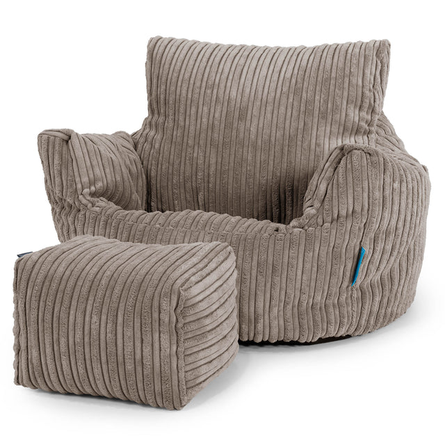 Fauteuil Pouf Bambin 1-3 ans - Côtelé Grège 02