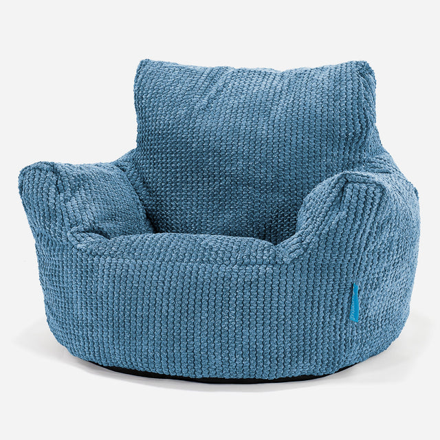 Fauteuil Pouf Bambin 1-3 ans - Pompon Bleu Ciel 01