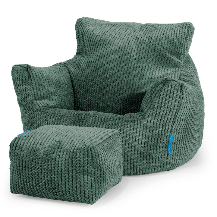 Fauteuil Pouf Bambin 1-3 ans - Pompon Vert Mousse 02