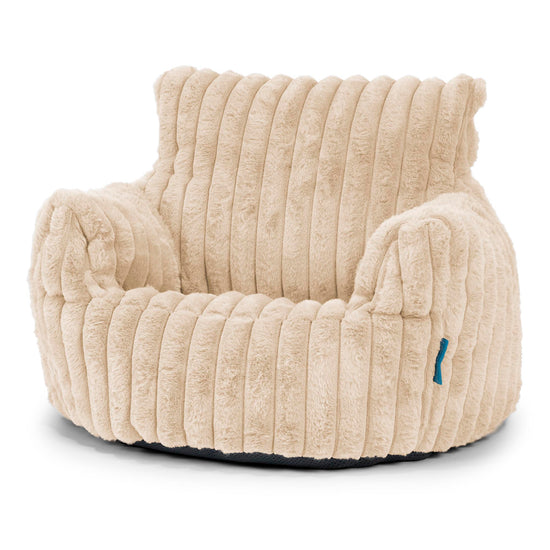 Fauteuil Pouf Bambin 1-3 ans - Velours Côtelé Ultra Pelucheux Crème 01