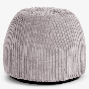Tabouret Pouf de Coiffeuse - Côtelé Gris Argent