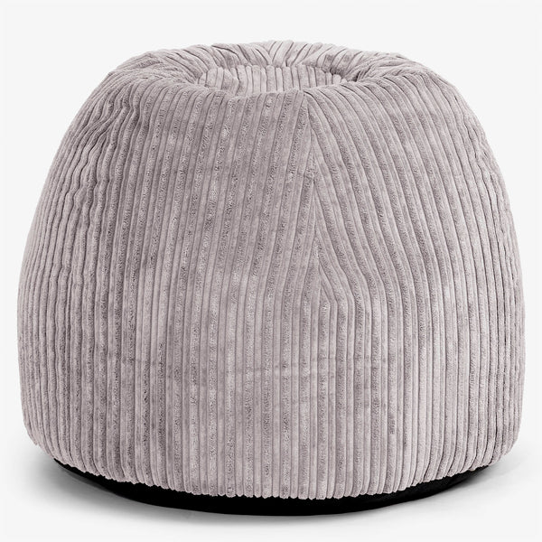 Tabouret Pouf de Coiffeuse - Côtelé Gris Argent 01