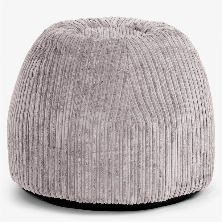 Tabouret Pouf de Coiffeuse - Côtelé Gris Argent 01
