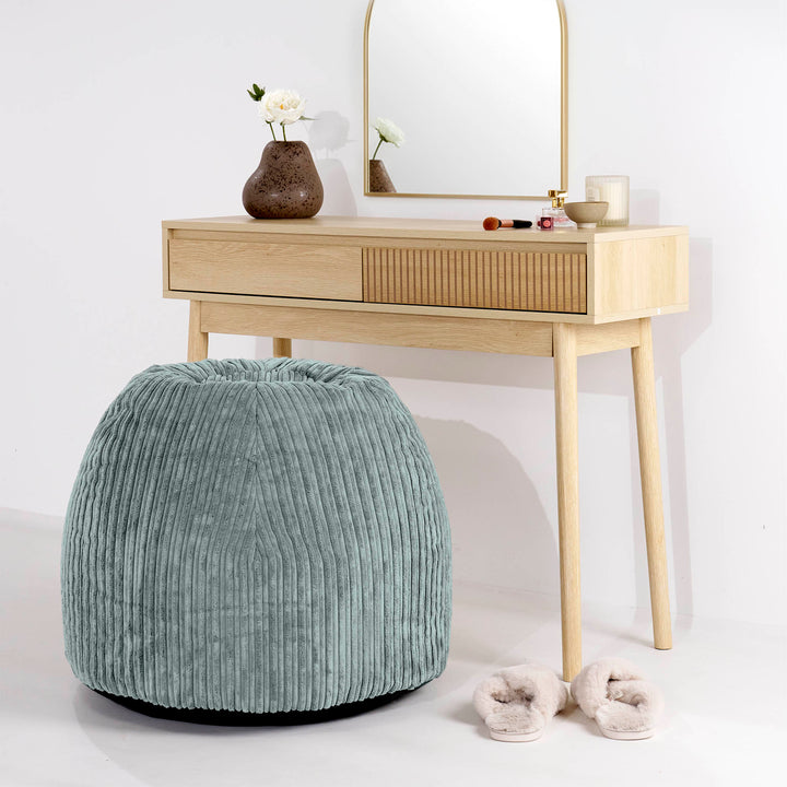 Tabouret Pouf de Coiffeuse - Côtelé Verte Menthe 02