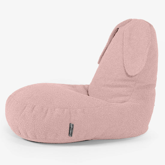 Fauteuil Pouf Enfant Animal Lapin 2-6 ans - Bouclé Rose 02