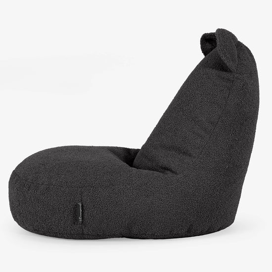 Fauteuil Pouf Enfant Animal Ourson 2-6 ans - Bouclé Anthracite 02