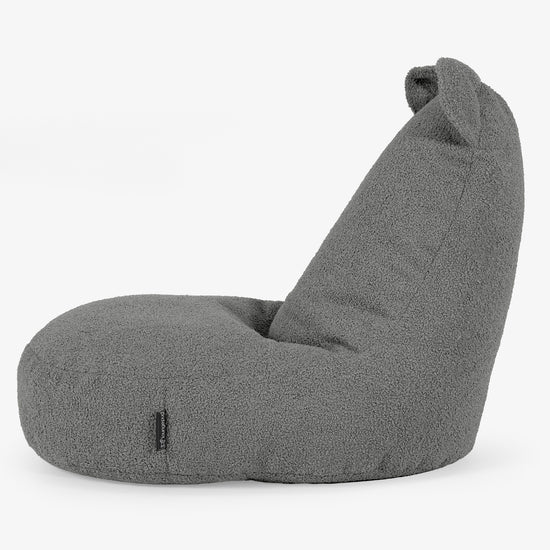 Fauteuil Pouf Enfant Animal Ourson 2-6 ans - Bouclé Gris 02