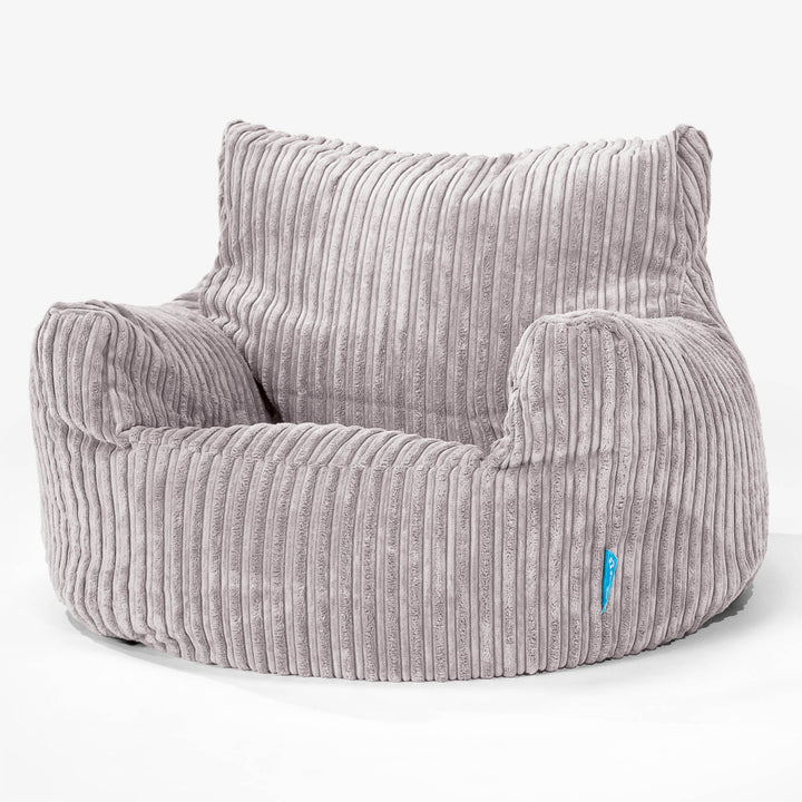 Fauteuil Pouf Enfant 3-8 ans - Côtelé Gris Argent 01