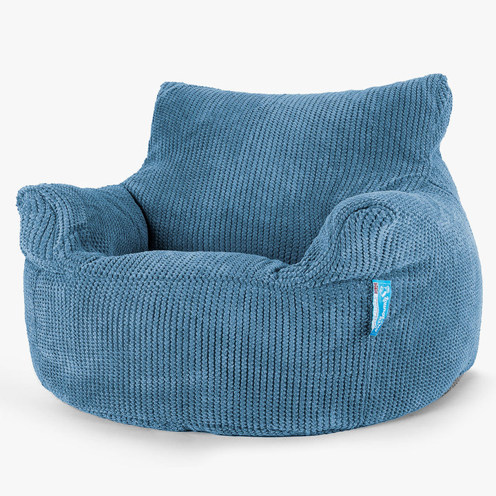 Fauteuil Pouf Enfant 3-8 ans - Pompon Bleu Ciel 01