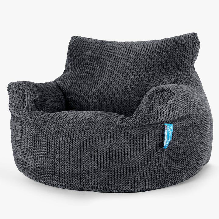Fauteuil Pouf Enfant 3-8 ans - Pompon Noir 01