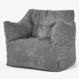 Fauteuil Pouf Victor - Côtelé Anthracite