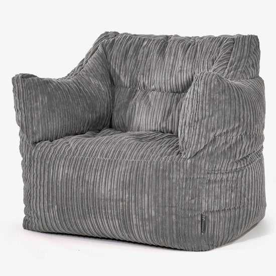 Fauteuil Pouf Victor - Côtelé Anthracite 01