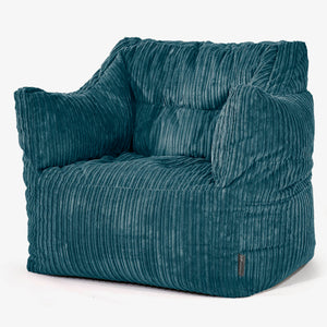 Fauteuil Pouf Victor - Côtelé Bleu Canard