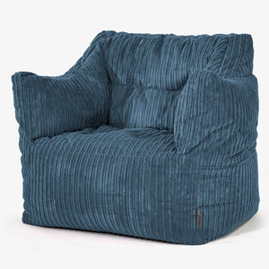 Fauteuil Pouf Victor - Côtelé Bleu Marine