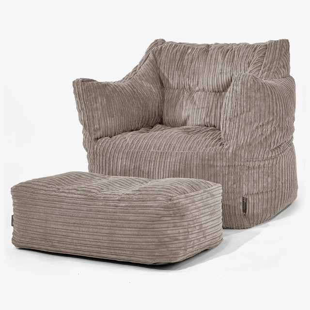 Fauteuil Pouf Victor - Côtelé Grège 02