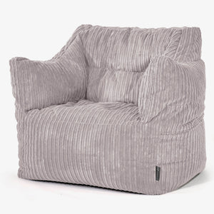 Fauteuil Pouf Victor - Côtelé Gris Argent