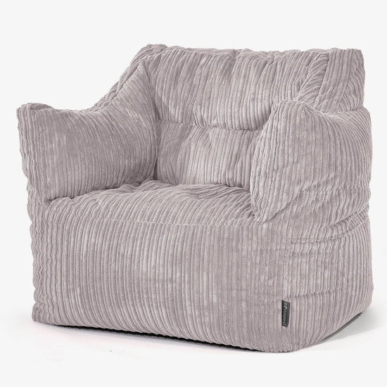 Fauteuil Pouf Victor - Côtelé Gris Argent 01